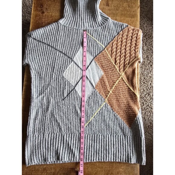 River Island gray patterned chunky turtle neck sweater size small - Picture 2 of 10